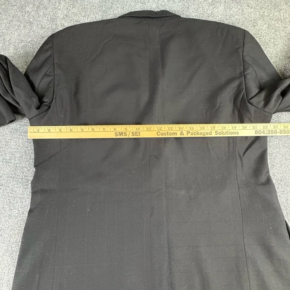 Caravelli Sport Coat Men's 42R Black Windowpane Y2K Superior 150s Hand Tailored